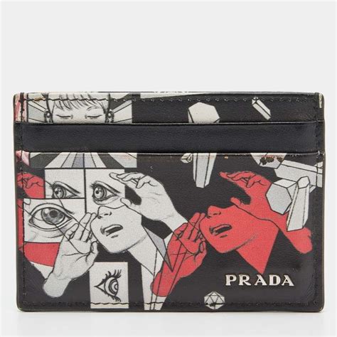 Prada Comic Printed Leather Card Holder .